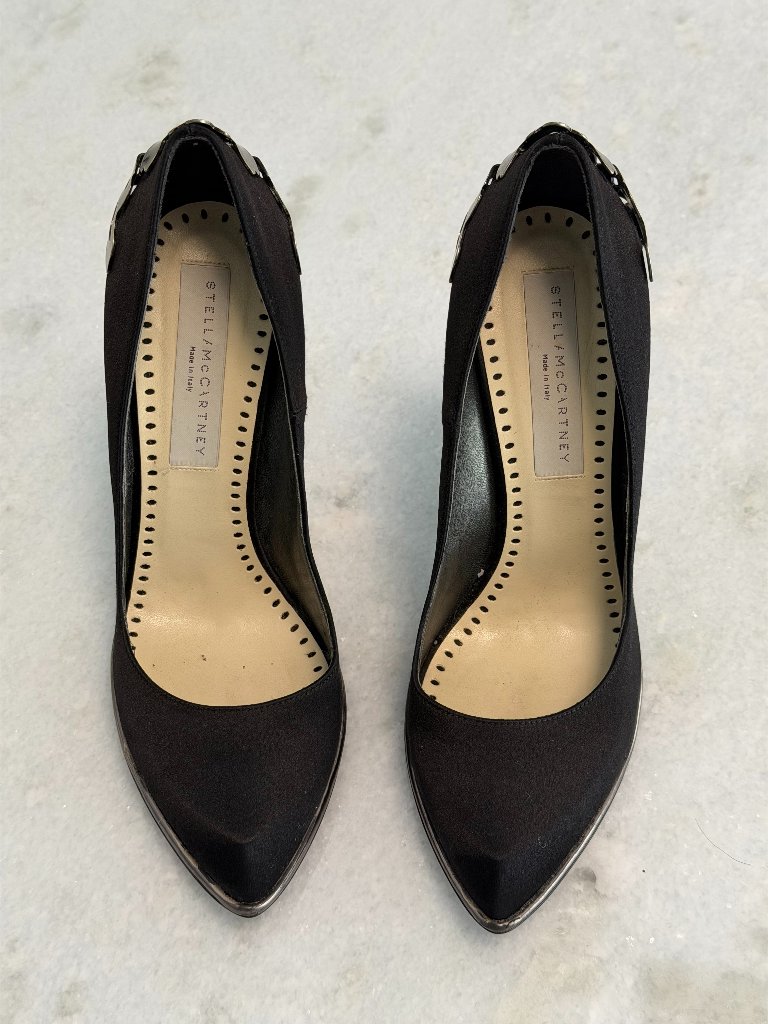 Stella Mccartney Black Satin Pointed Toe Pumps